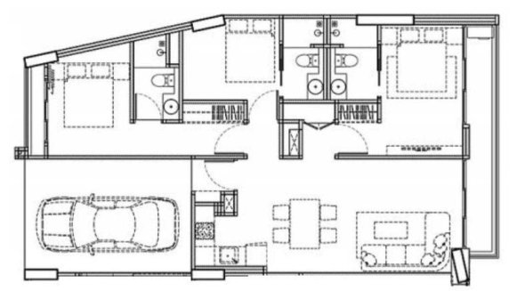 Планировка кондомониума 3 спальни в ЖК Diamond Condominium № 11017 (2D)
