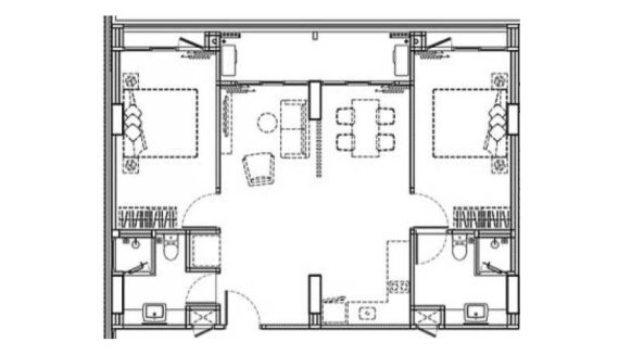 Планировка кондомониума 1 спальня в ЖК Diamond Condominium № 11016 (2D)