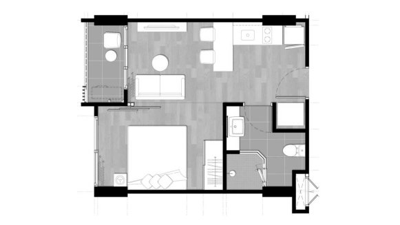 Планировка кондомониума 1 комната в ЖК Diamond Condominium № 11014 (2D)