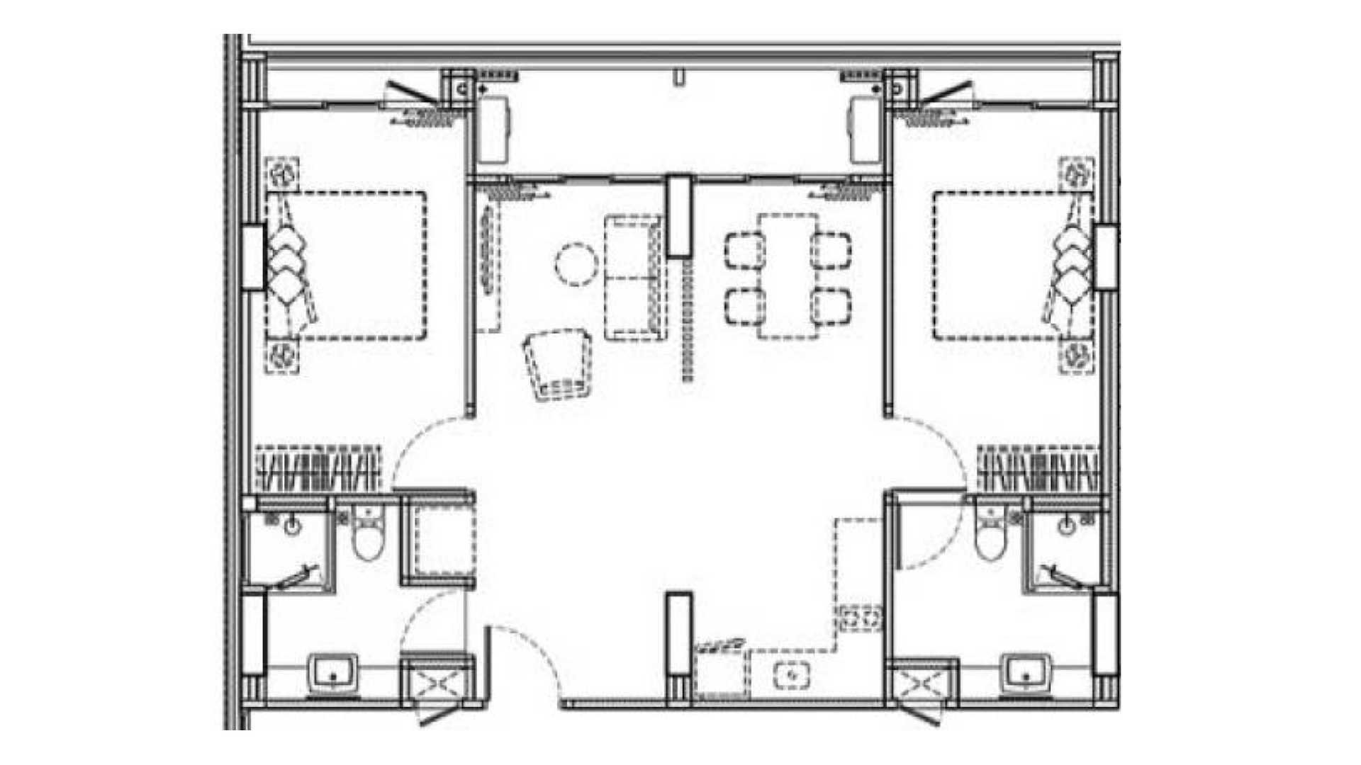 Condominium floor plan, 1 bedroom in Diamond Condominium No. 11016
